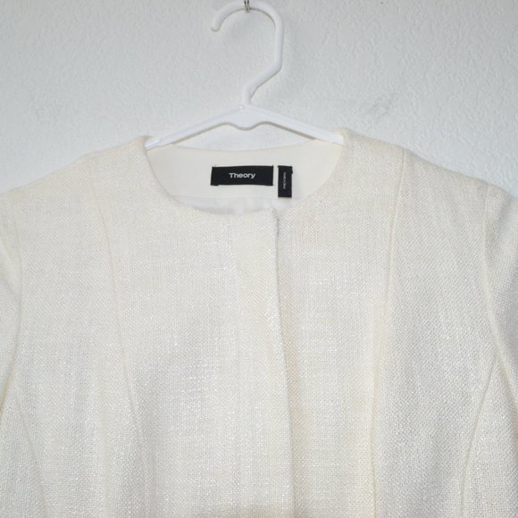 THEORY Tweed Movement Jacket Cream Size 00 - Picture 7 of 16